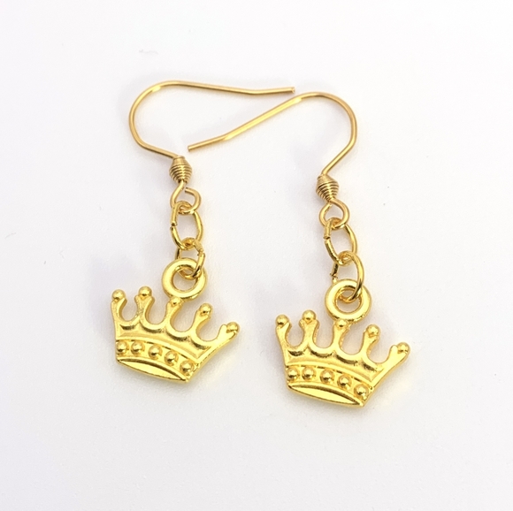 Golden Crown Hook Earrings - Picture 4 of 5